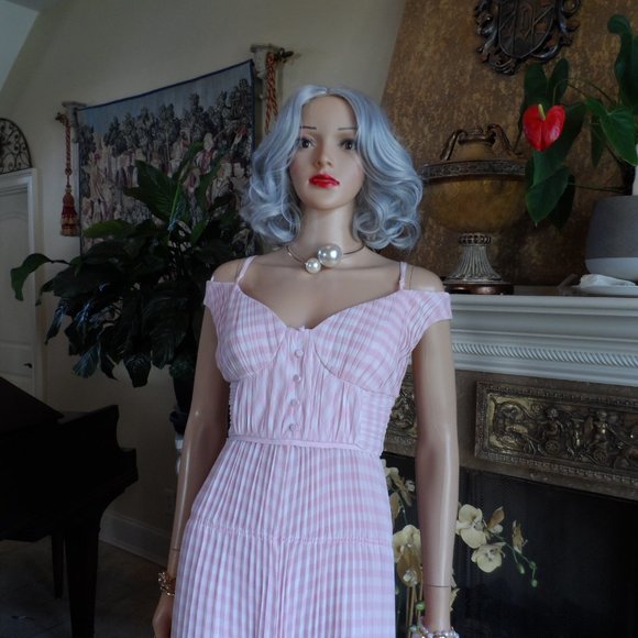 Self-Portrait Pink Gingham Midi Dress - Picture 5 of 16